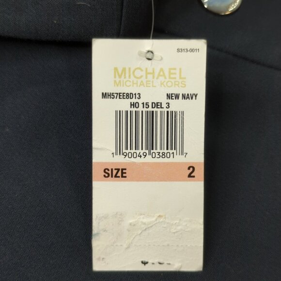 Michael Kors size 2 Navy Blue Womens snap button straight skirt size New - Picture 5 of 8